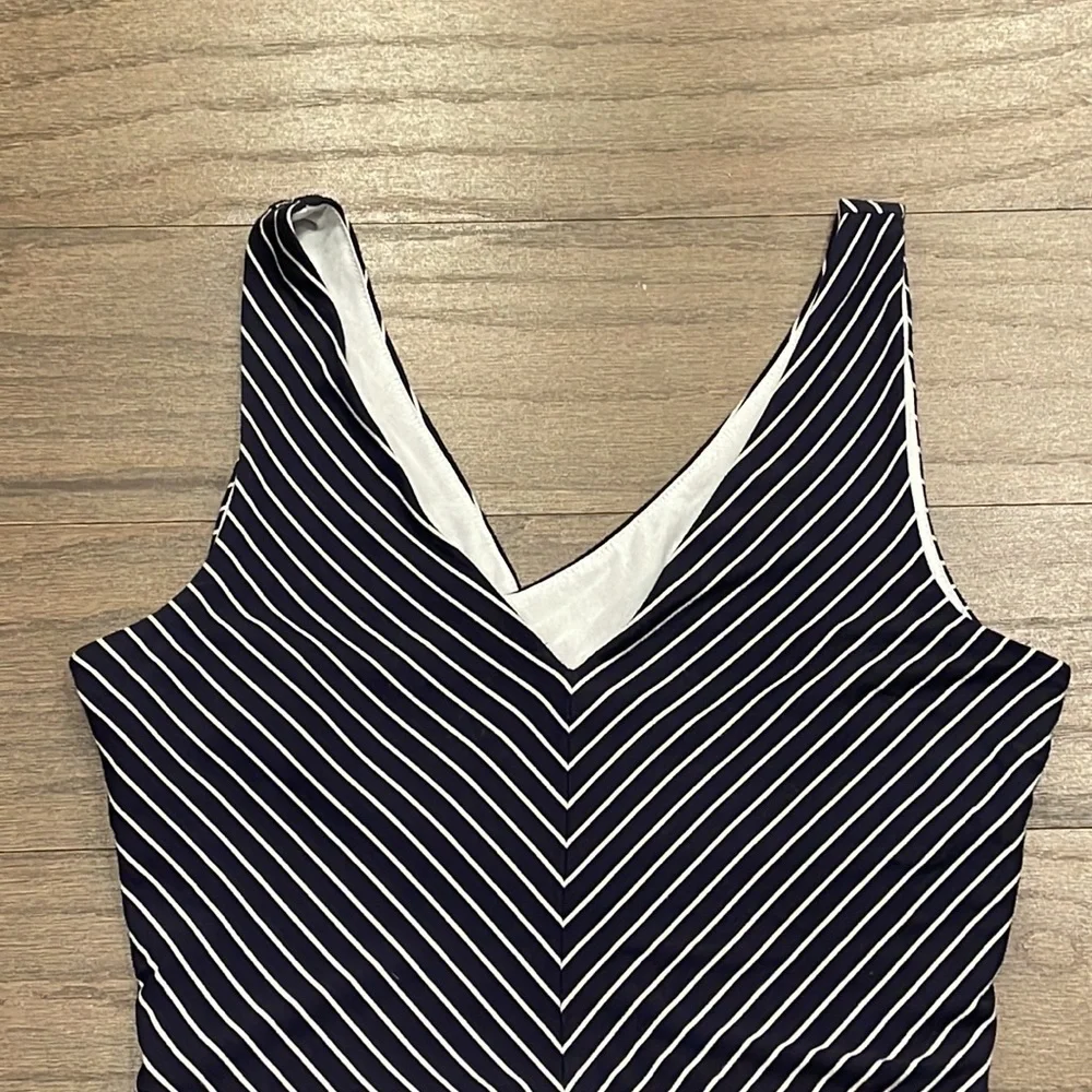 LOFT Petite Navy and White Striped Tank Dress - Size XSP - Picture 4 of 8